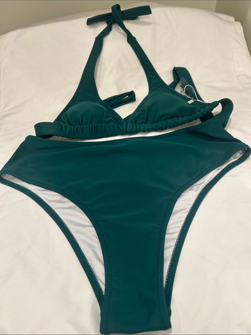 Halter Triangle Bikini Set in Deep Teal - Women